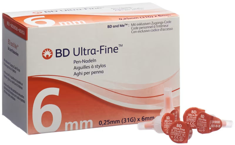 BD Ultra-Fine Pen Needles, 0.25 x 6mm 31G (320523)