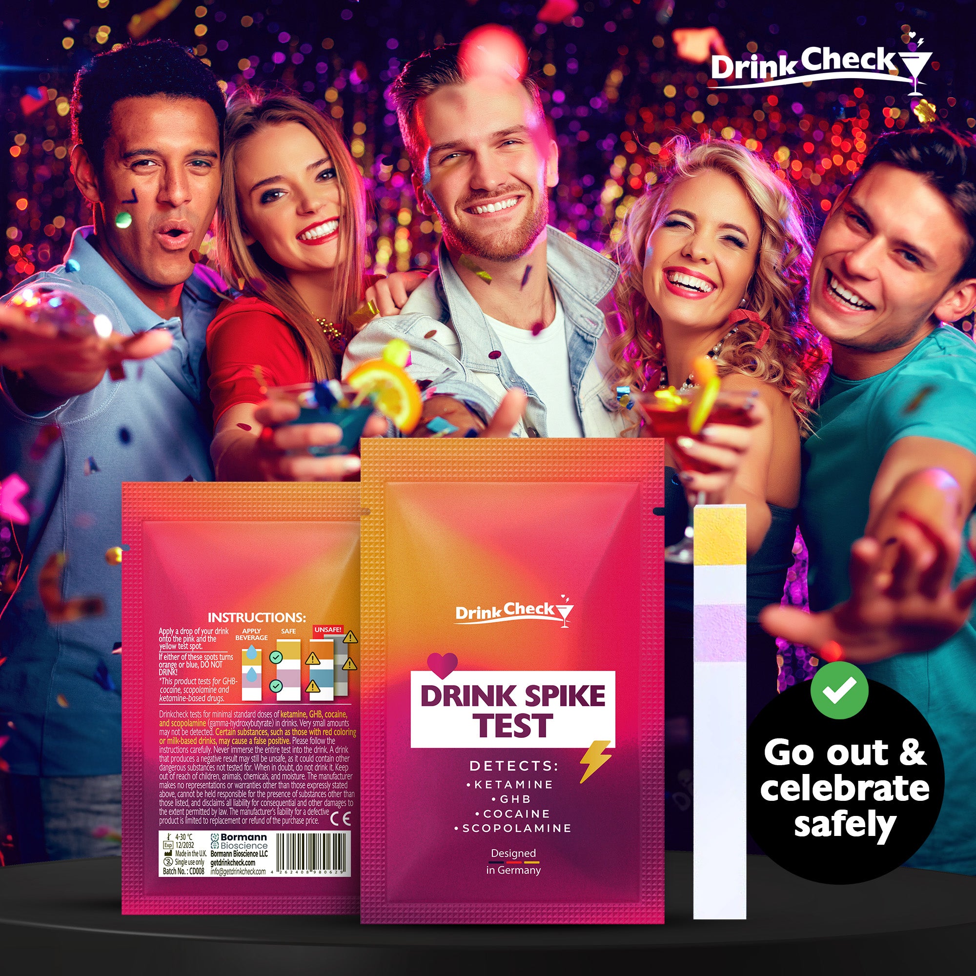 DrinkCheck Drink Spike Test for GHB, Ketamine, Cocaine and Scopolamine