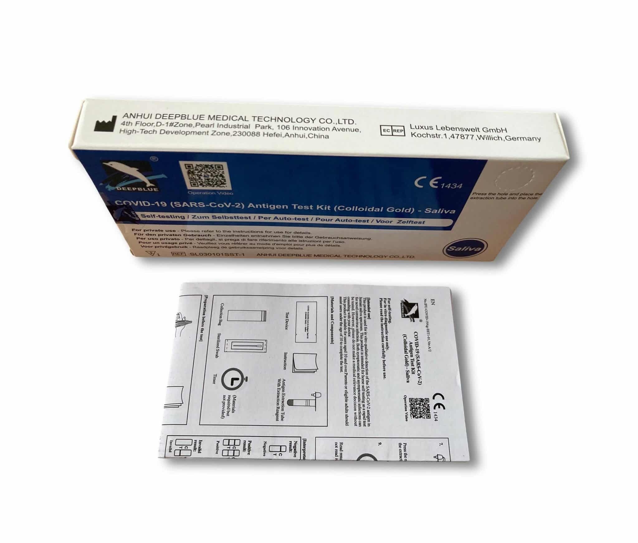 Anhui Deepblue COVID-19 Antigen Test Kit (Colloidal Gold) - Saliva Self-Test (Lolli)