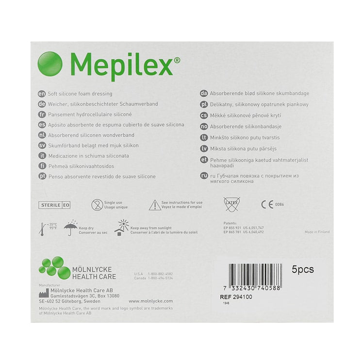 Mepilex Conformable Foam Dressing 10 x 10 cm, 1 Pack = 5 Pieces