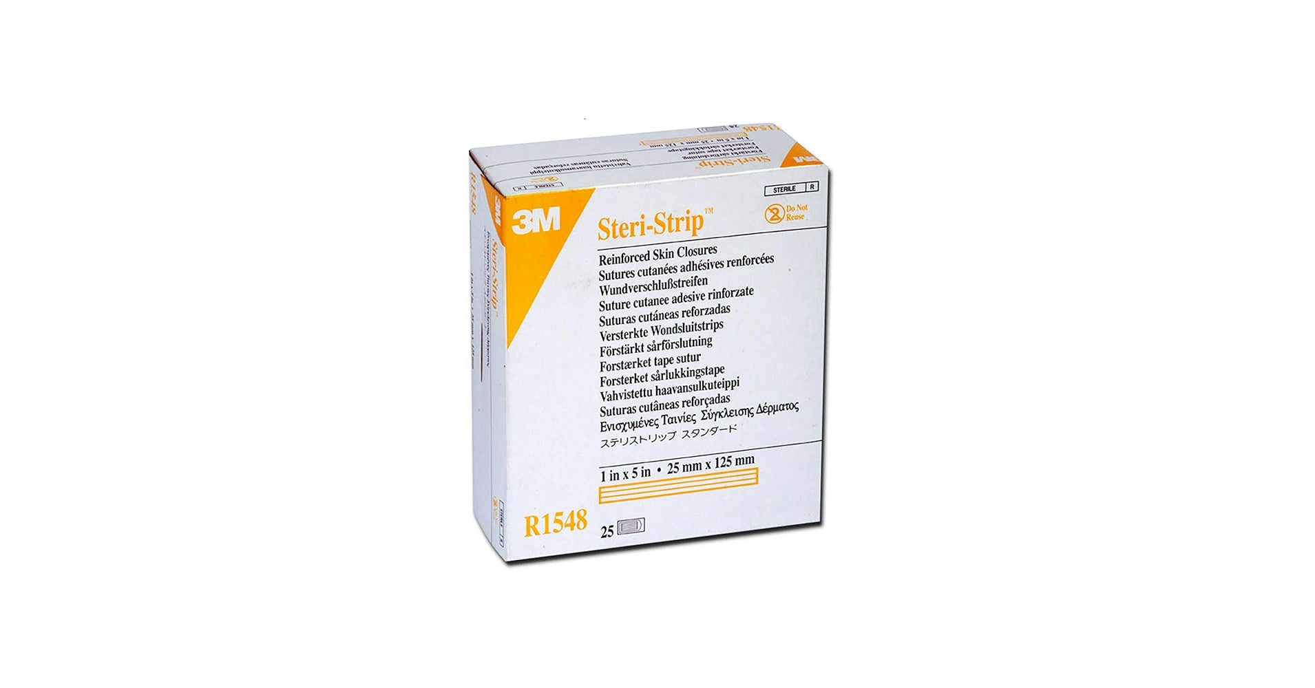 3M R1548 Steri-Strip Wound Closure Strips 25 mm x 125 mm (25 Pouches x 4 Strips)