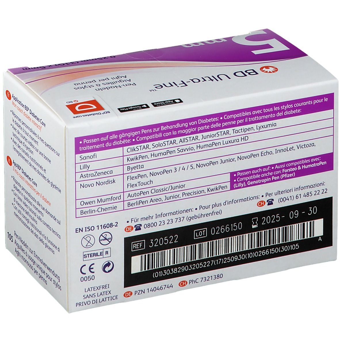 BD Ultra-Fine Pen Needles, 0.25x5mm 31G (320522)