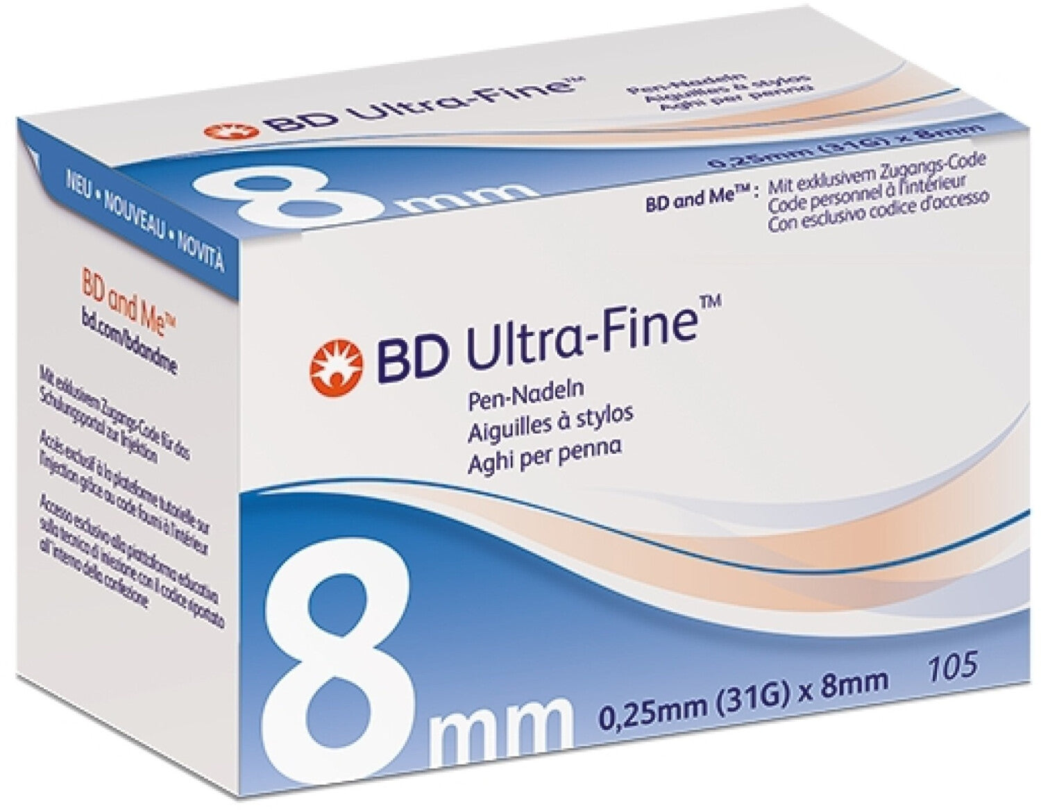 BD Ultra-Fine Pen Needles, 0.25x8mm 31G (320524)