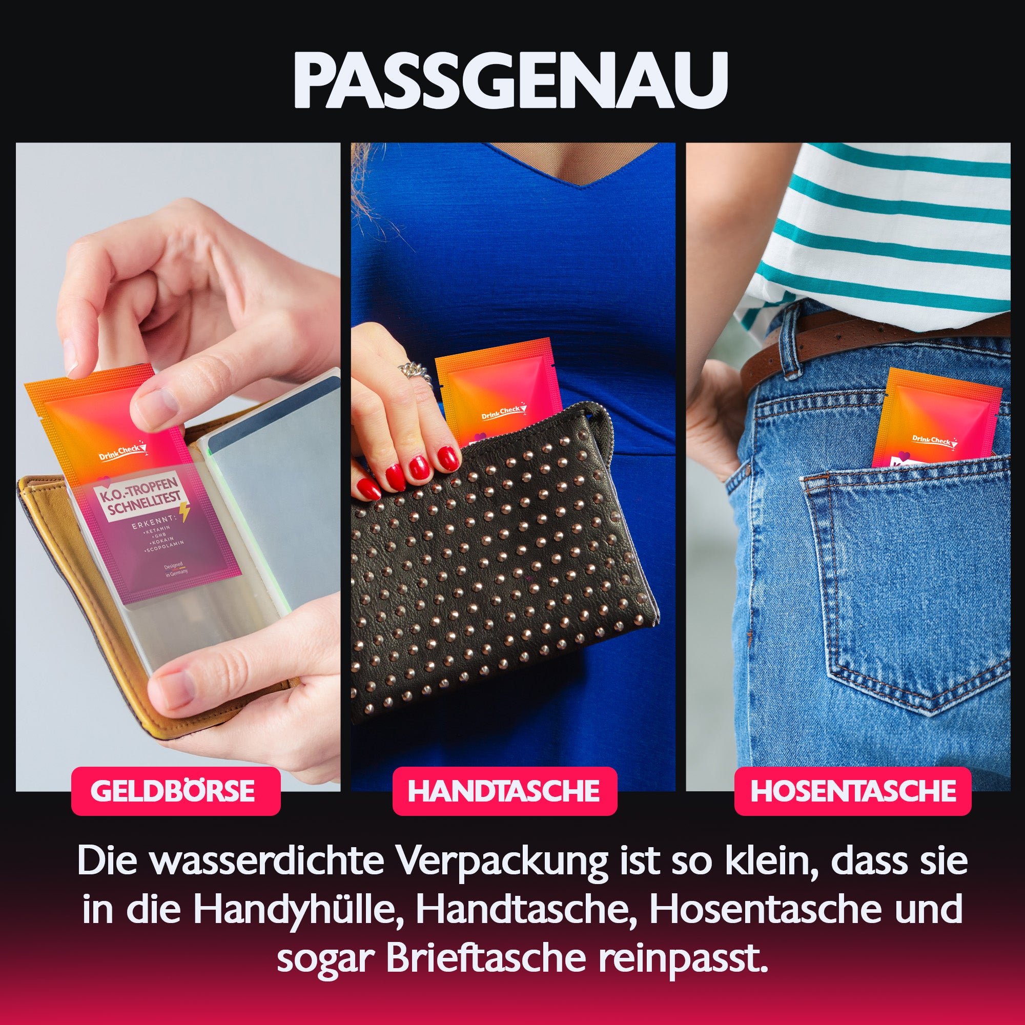 DrinkCheck Szybki test na obecność substancji odurzających (pigułka gwałtu) do wykrywania ketaminy, GHB, skopolaminy i kokainy