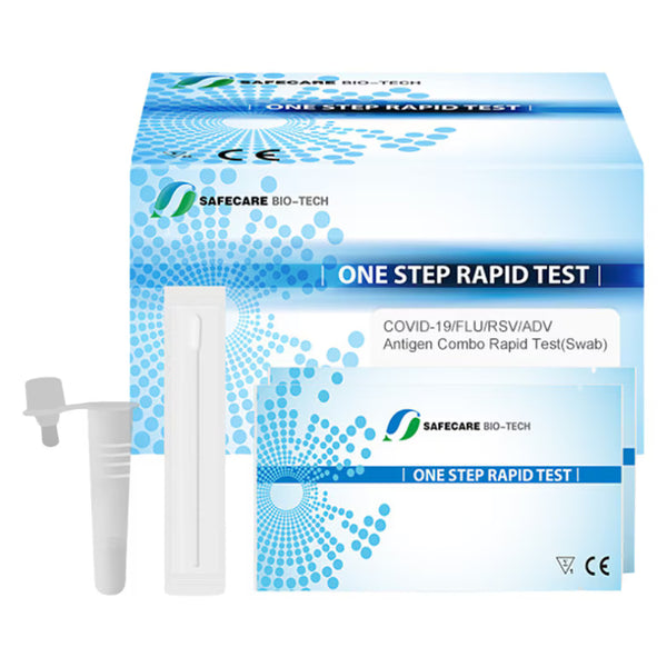 SAFECARE 5-in-1 Combo Test: COVID-19, Flu A+B, RSV & Adenovirus – Rapid Antigen Test (Swab)