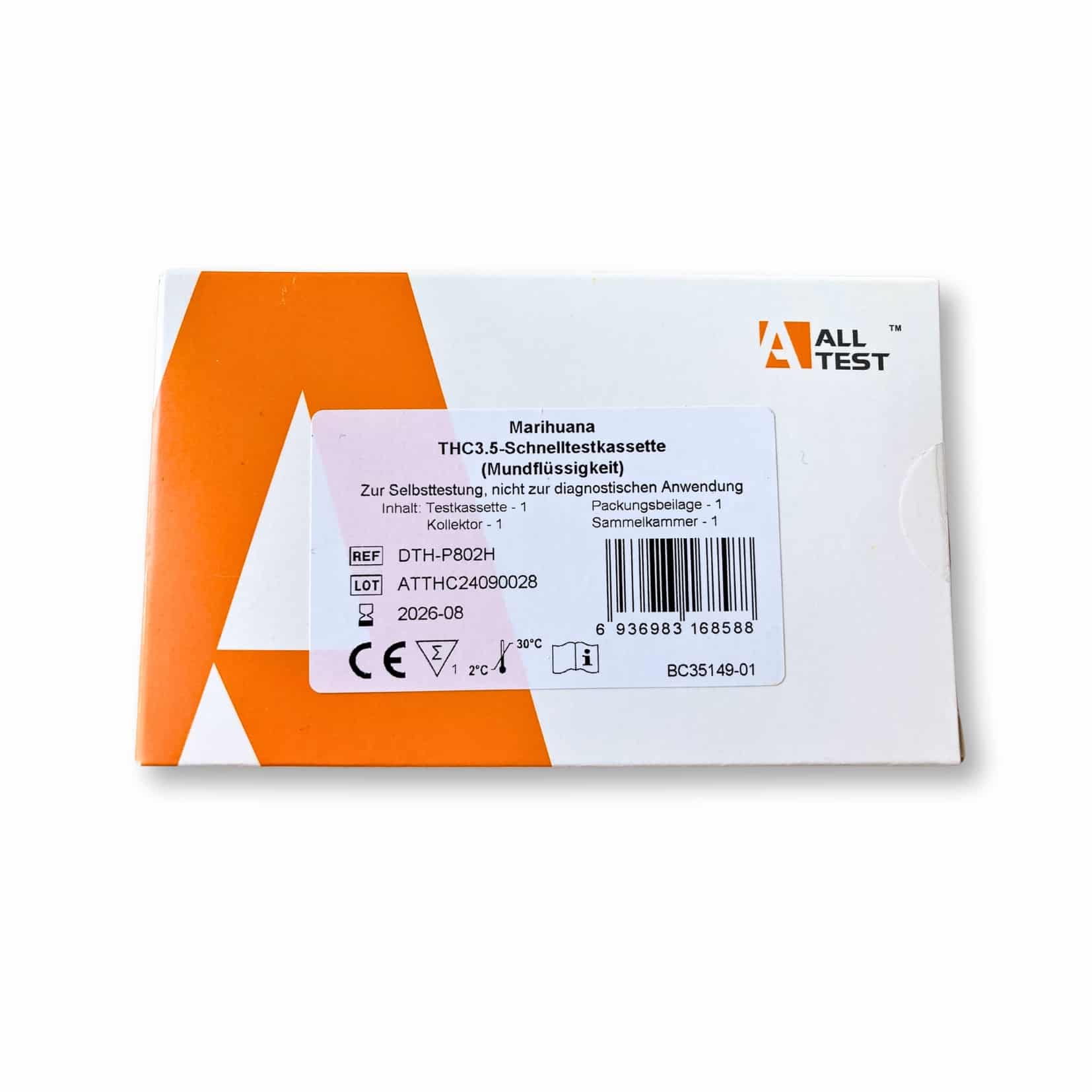 AllTest THC Rapid Test 3.5 ng/ml - Marihuana Saliva Test for Self-Monitoring - Cannabis Oral Fluid Test for Driving Fitness