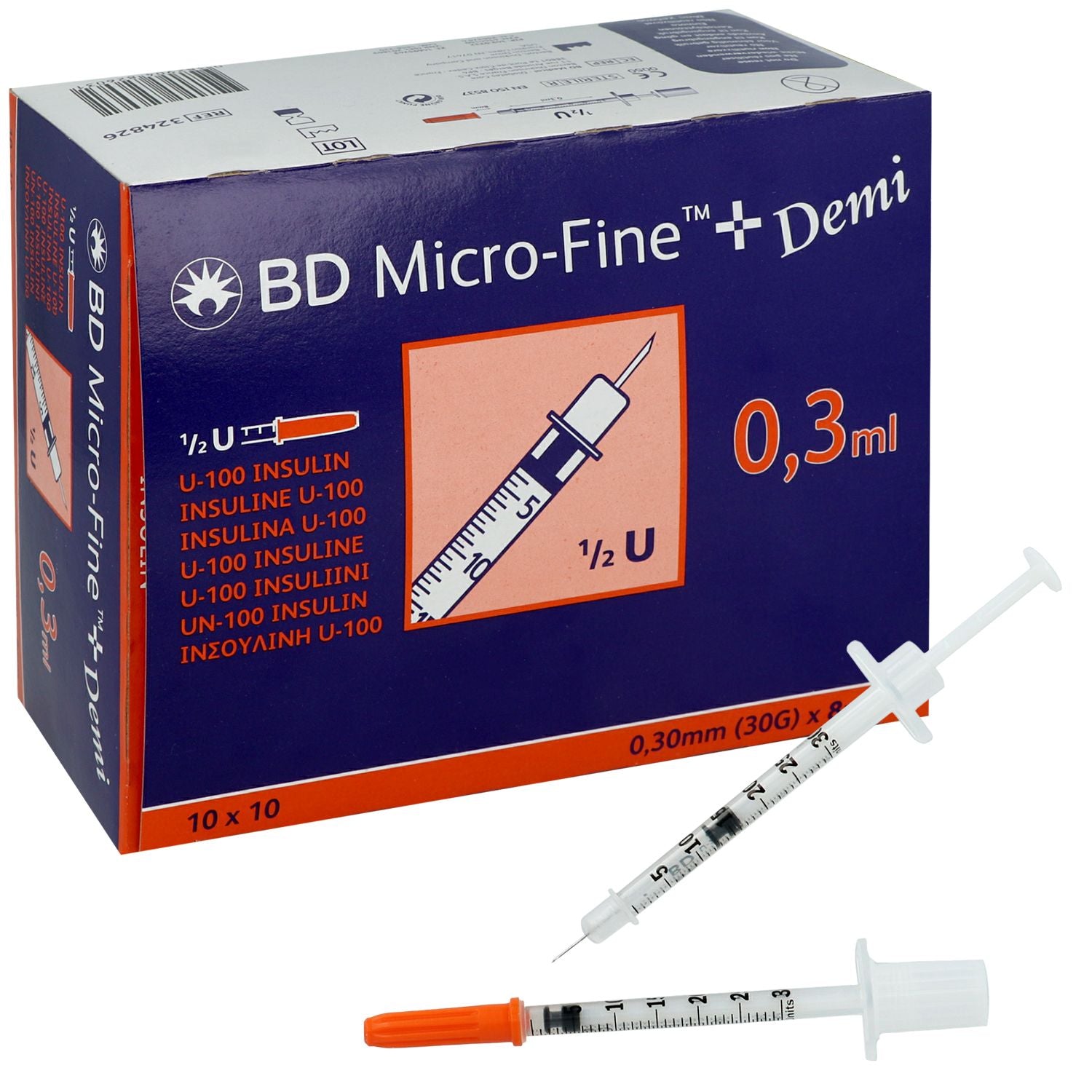 BD MICRO-FINE+ Demi Insulin Syringe with Needle 1 ml - U100 - 0.33 x 12.7 mm